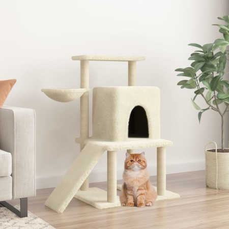 Rascador para gatos con postes de sisal color crema 96,5 cm de vidaXL, Mobiliario para gatos - Ref: Foro24-172076, Precio: 41...