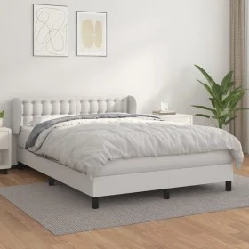 Cama box spring con colchón cuero sintético blanco 140x190 cm de vidaXL, Camas y somieres - Ref: Foro24-3127308, Precio: 491,...