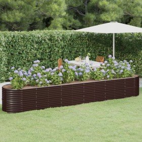 Jardinera arriate acero galvanizado marrón 440x80x68 cm en Macetas y jardineras | Comprar online en Foru.es