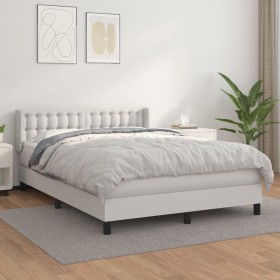 Cama box spring con colchón cuero sintético blanco 140x190 cm de vidaXL, Camas y somieres - Ref: Foro24-3130776, Precio: 482,...