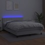 Cama box spring colchón y LED cuero sintético blanco 140x190 cm de vidaXL, Camas y somieres - Ref: Foro24-3134220, Precio: 48...