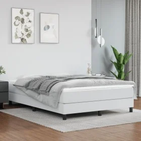 Cama box spring con colchón cuero sintético blanco 140x190 cm de vidaXL, Camas y somieres - Ref: Foro24-3144256, Precio: 411,...
