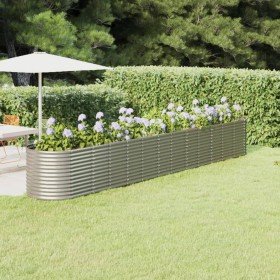 Jardinera arriate acero recubrimiento polvo plata 512x80x68 cm en Macetas y jardineras | Comprar online en Foru.es