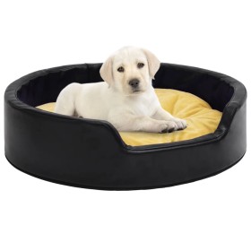 Cama de perro felpa y cuero sintético negro amarillo 99x89x21cm en Camas para perros | Comprar online en Foru.es