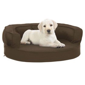 Colchón de cama de perro ergonómico aspecto lino marrón 60x42cm en Camas para perros | Comprar online en Foru.es