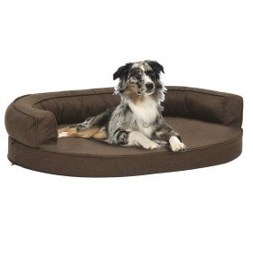 Colchón de cama de perro ergonómico aspecto lino marrón 75x53cm en Camas para perros | Comprar online en Foru.es
