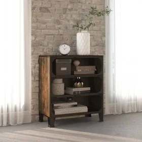 Armario de almacenaje metal y MDF marrón rústico 72x36x82 cm de vidaXL, Taquillas y armarios de almacenamiento - Ref: Foro24-...
