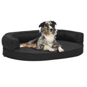 Colchón de cama de perro ergonómico aspecto lino negro 75x53cm en Camas para perros | Comprar online en Foru.es