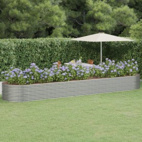Jardinera arriate acero recubrimiento polvo plata 584x140x68 cm en Macetas y jardineras | Comprar online en Foru.es