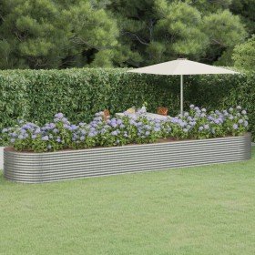Jardinera arriate acero recubrimiento polvo plata 584x140x68 cm en Macetas y jardineras | Comprar online en Foru.es