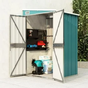 Cobertizo de jardín pared acero galvanizado verde 118x100x178cm de vidaXL, Cobertizos - Ref: Foro24-316217, Precio: 133,45 €,...