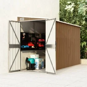 Cobertizo jardín pared acero galvanizado marrón 118x288x178 cm de vidaXL, Cobertizos - Ref: Foro24-316228, Precio: 245,98 €, ...