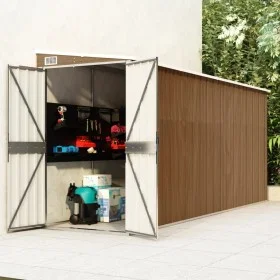 Cobertizo jardín pared acero galvanizado marrón 118x382x178 cm de vidaXL, Cobertizos - Ref: Foro24-316232, Precio: 260,83 €, ...
