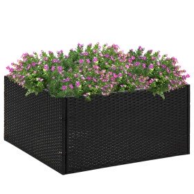 Jardinera ratán sintético negra 80x80x40 cm en Macetas y jardineras | Comprar online en Foru.es