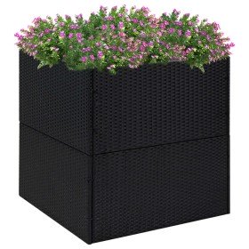 Jardinera de ratán sintético negra 80x80x80 cm en Macetas y jardineras | Comprar online en Foru.es