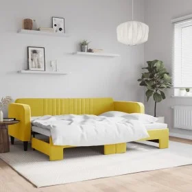 Yellow velvet trundle sofa bed 80x200 cm by vidaXL, Beds and slatted bases - Ref: Foro24-3197061, Price: 235,37 €, Discount: %