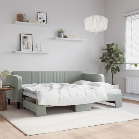 Sofá cama nido terciopelo gris claro 80x200 cm de vidaXL, Camas y somieres - Ref: Foro24-3197056, Precio: 250,46 €, Descuento: %