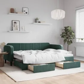 Sofá cama nido con cajones terciopelo verde oscuro 80x200 cm de vidaXL, Camas y somieres - Ref: Foro24-3197106, Precio: 282,4...