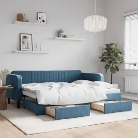 Sofá cama nido con cajones terciopelo azul 80x200 cm de vidaXL, Camas y somieres - Ref: Foro24-3197103, Precio: 282,26 €, Des...