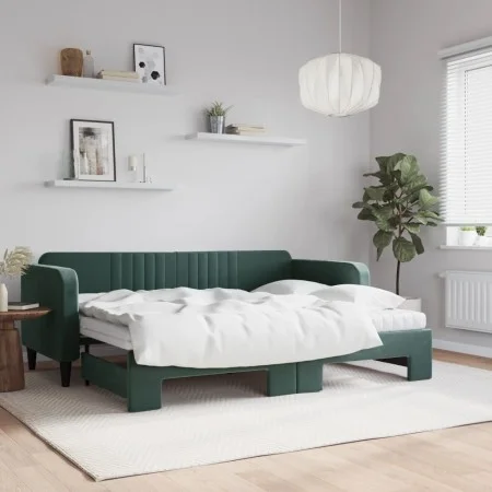 Sofá cama nido con colchón terciopelo verde oscuro 80x200 cm de vidaXL, Camas y somieres - Ref: Foro24-3197082, Precio: 414,6...