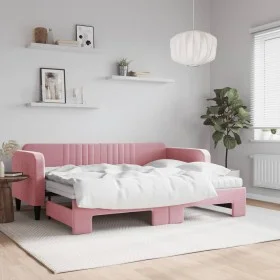 Trundle sofa bed with pink velvet mattress 80x200 cm by vidaXL, Beds and slatted bases - Ref: Foro24-3197083, Price: 414,01 €...