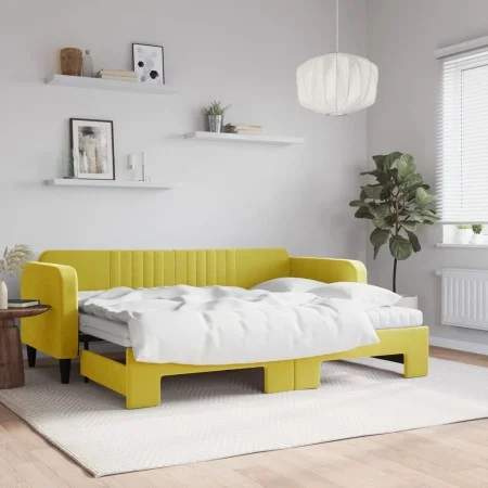 Sofá cama nido con cajones terciopelo amarillo 80x200 cm de vidaXL, Camas y somieres - Ref: Foro24-3197085, Precio: 407,26 €,...