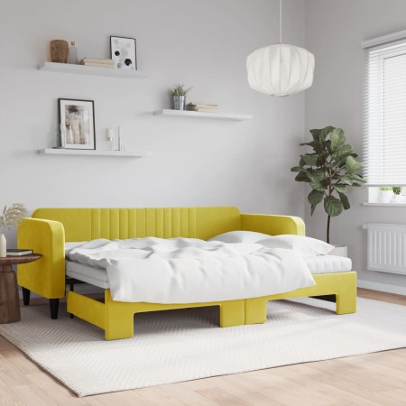 Sofá cama nido con cajones terciopelo amarillo 80x200 cm de vidaXL, Camas y somieres - Ref: Foro24-3197085, Precio: 407,15 €,...