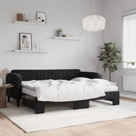 Sofá cama nido con colchón terciopelo negro 80x200 cm de vidaXL, Camas y somieres - Ref: Foro24-3197084, Precio: 415,91 €, De...