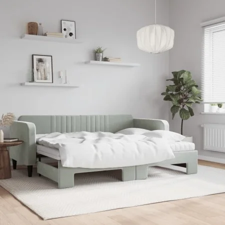 Sofá cama nido con colchón terciopelo gris claro 80x200 cm de vidaXL, Camas y somieres - Ref: Foro24-3197080, Precio: 421,98 ...