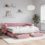 Sofá cama nido con cajones terciopelo rosa 80x200 cm de vidaXL, Camas y somieres - Ref: Foro24-3197131, Precio: 460,02 €, Des...