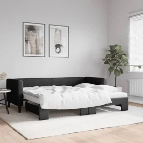 Trundle sofa bed with black fabric mattress 80x200 cm by vidaXL, Beds and slatted bases - Ref: Foro24-3196593, Price: 414,29 ...