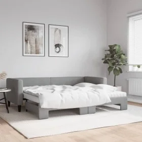 Sofá cama nido con colchón tela gris claro 80x200 cm de vidaXL, Camas y somieres - Ref: Foro24-3196591, Precio: 415,09 €, Des...