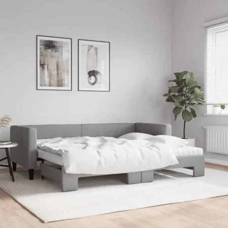 Sofá cama nido con colchón tela gris claro 80x200 cm de vidaXL, Camas y somieres - Ref: Foro24-3196591, Precio: 415,09 €, Des...
