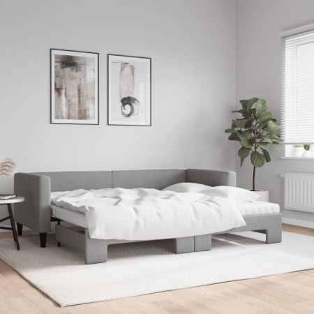 Sofá cama nido con colchón tela gris claro 80x200 cm de vidaXL, Camas y somieres - Ref: Foro24-3196591, Precio: 432,72 €, Des...