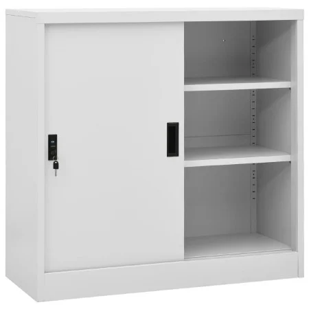 Armario de oficina puerta corredera acero gris claro 90x40x90cm de vidaXL, Taquillas y armarios de almacenamiento - Ref: Foro...