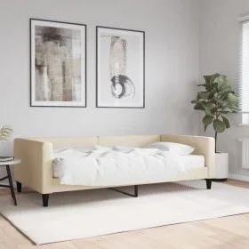 Sofa bed with cream fabric mattress 100x200 cm by vidaXL, Beds and slatted bases - Ref: Foro24-3196569, Price: 367,16 €, Disc...