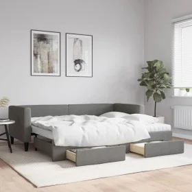 Sofá cama nido con cajones tela gris oscuro 80x200 cm de vidaXL, Camas y somieres - Ref: Foro24-3196610, Precio: 281,43 €, De...