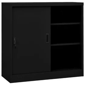 Armario de oficina con puerta corredera acero negro 90x40x90cm de vidaXL, Taquillas y armarios de almacenamiento - Ref: Foro2...
