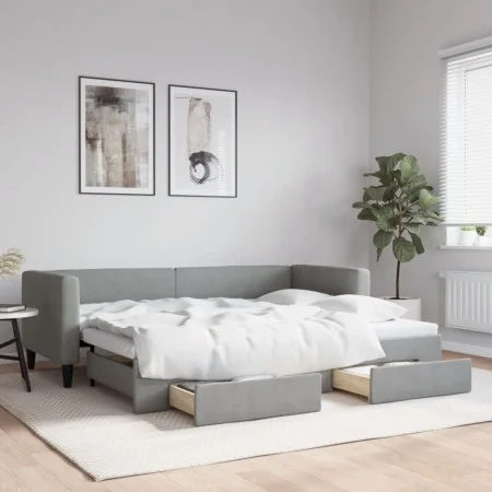 Sofá cama nido con cajones tela gris claro 80x200 cm de vidaXL, Camas y somieres - Ref: Foro24-3196609, Precio: 281,63 €, Des...