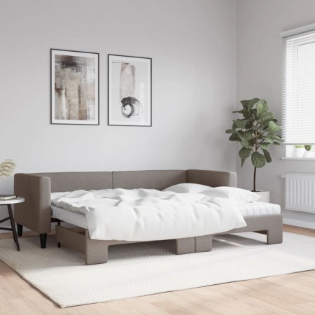 Sofá cama nido con colchón tela gris taupe 80x200 cm de vidaXL, Camas y somieres - Ref: Foro24-3196594, Precio: 393,43 €, Des...