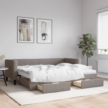 Sofá cama nido con cajones tela gris taupe 80x200 cm de vidaXL, Camas y somieres - Ref: Foro24-3196630, Precio: 429,89 €, Des...
