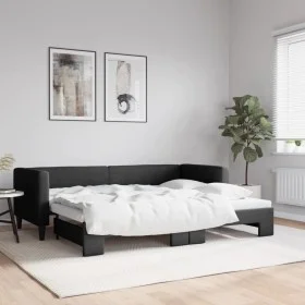 Black fabric trundle sofa bed 80x200 cm by vidaXL, Beds and slatted bases - Ref: Foro24-3196575, Price: 237,28 €, Discount: %