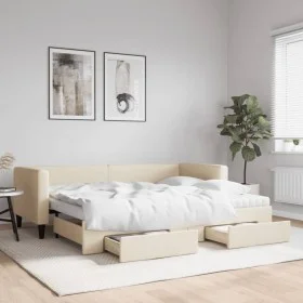 Sofá cama nido con cajones tela color crema 80x200 cm de vidaXL, Camas y somieres - Ref: Foro24-3196631, Precio: 452,69 €, De...