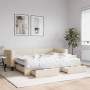 Sofá cama nido con cajones tela color crema 80x200 cm de vidaXL, Camas y somieres - Ref: Foro24-3196631, Precio: 452,78 €, De...