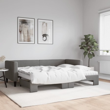 Sofá cama nido con colchón tela gris oscuro 80x200 cm de vidaXL, Camas y somieres - Ref: Foro24-3196592, Precio: 436,76 €, De...