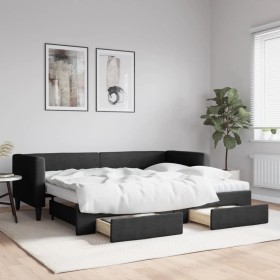 Sofá cama nido con cajones tela negro 80x200 cm de vidaXL, Camas y somieres - Ref: Foro24-3196629, Precio: 453,19 €, Descuent...