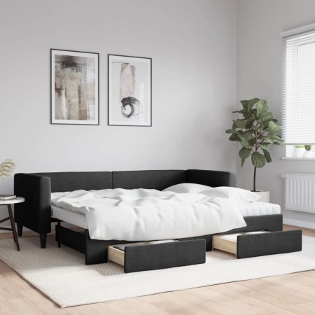 Sofá cama nido con cajones tela negro 80x200 cm de vidaXL, Camas y somieres - Ref: Foro24-3196629, Precio: 453,19 €, Descuent...