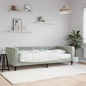 Sofá cama con colchón terciopelo gris claro 90x200 cm de vidaXL, Camas y somieres - Ref: Foro24-3196667, Precio: 329,77 €, De...