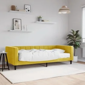 Sofa bed with yellow velvet mattress 90x200 cm by vidaXL, Beds and slatted bases - Ref: Foro24-3196672, Price: 333,00 €, Disc...