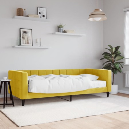 Sofá cama con colchón terciopelo amarillo 90x200 cm de vidaXL, Camas y somieres - Ref: Foro24-3196672, Precio: 315,52 €, Desc...